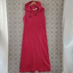 Willi Smith Collection 100% Linen Dark Pink Sleeveless Hooded Maxi Dress 12